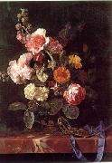 unknow artist, Floral, beautiful classical still life of flowers.050